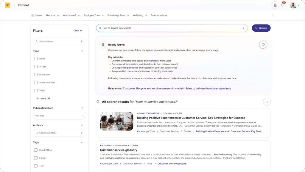 wyszukiwanie firmowej wiedzy i informacji