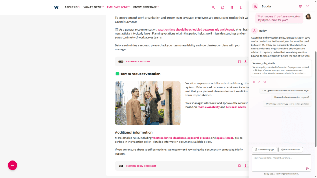 AI document understanding in Workai Buddy